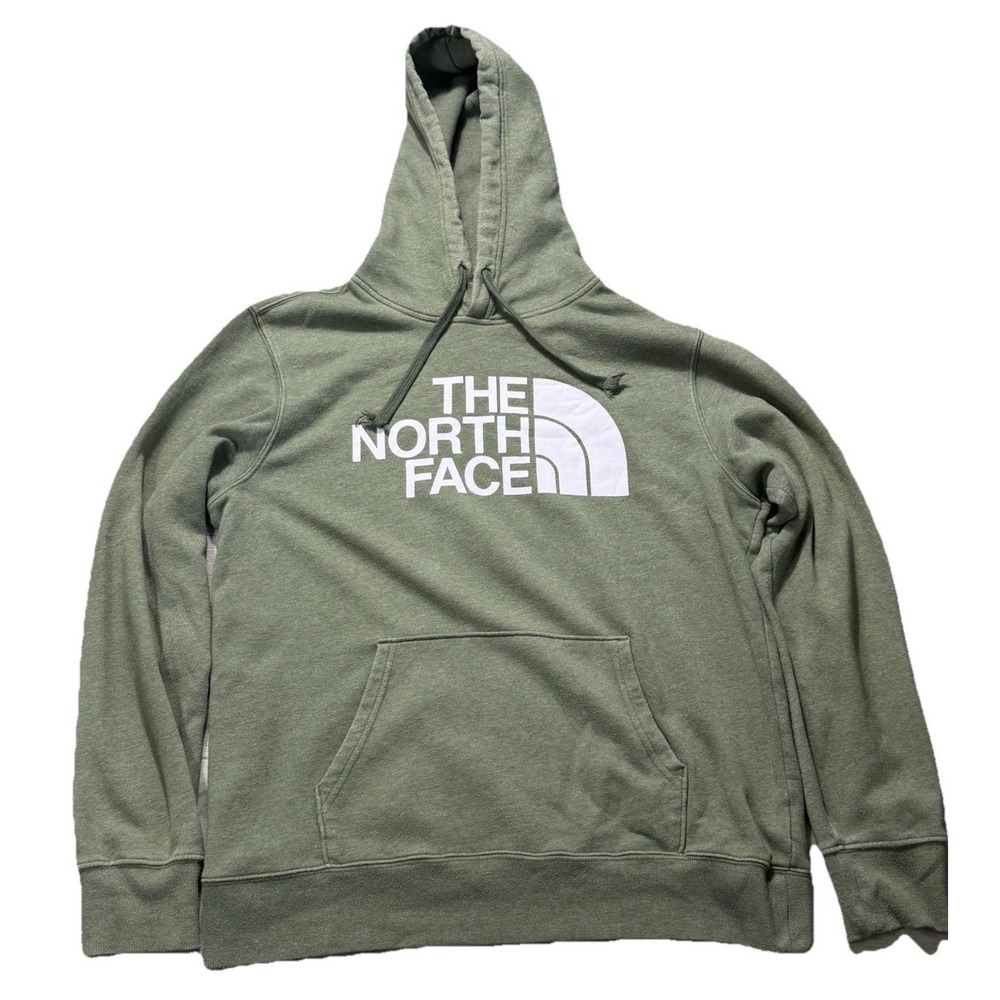 The North Face Hoodie Mens Large Green Pullover Sweatshirt Logo
